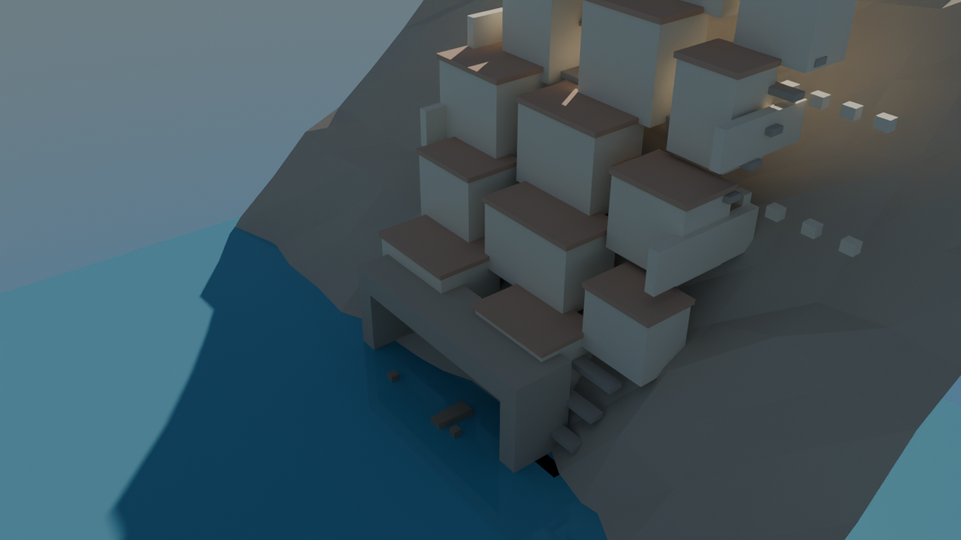 Cliffside kasbah over a sea cave