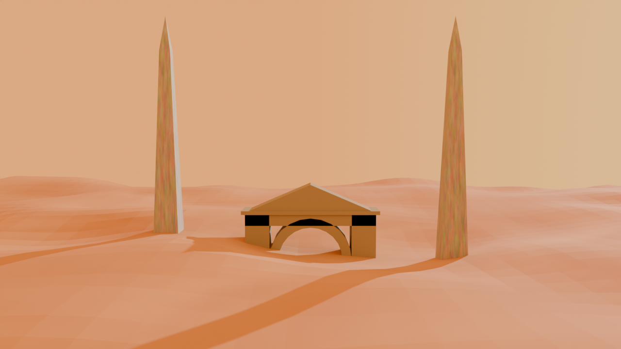 Obelisks by a sunken temple