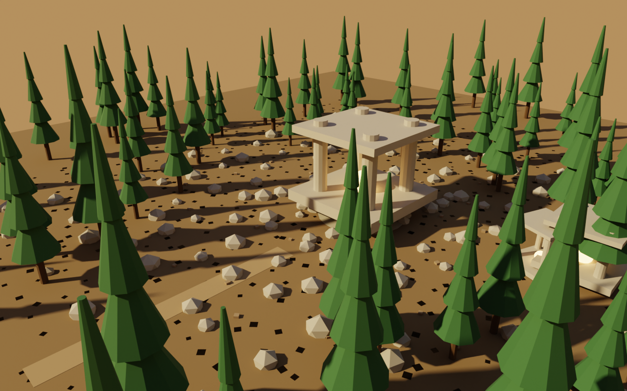 Stone altar in a pine forest